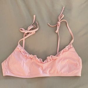 Aerie pink & white seersucker bikini top